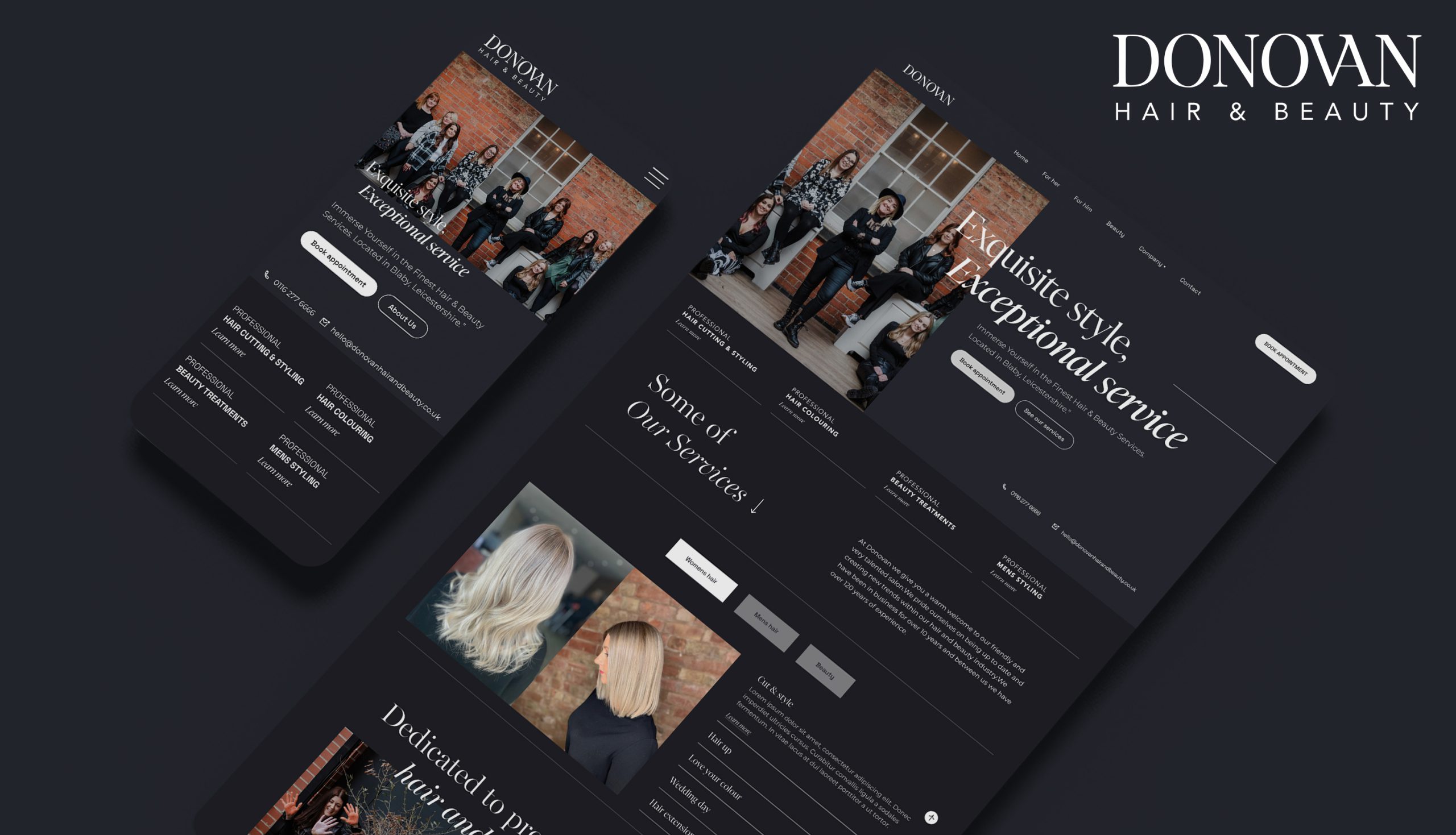 Donovan Hair & Beauty website mockup