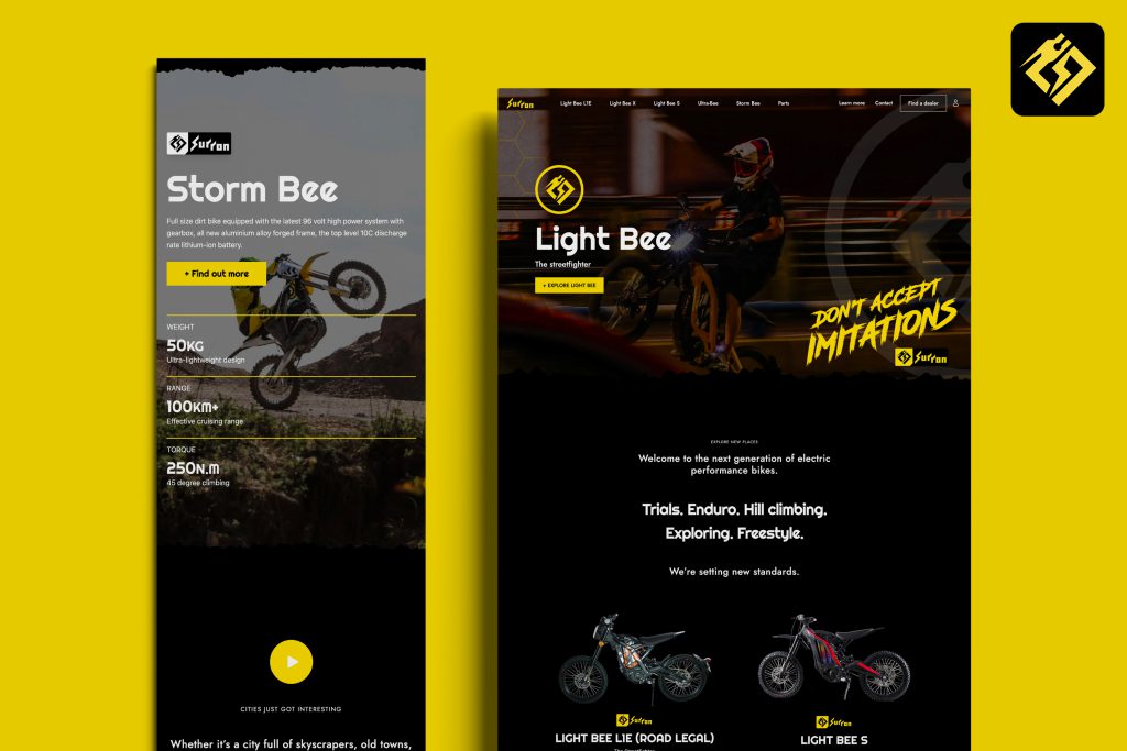 Sur-Ron Storm Bee and Light Bee on mobile