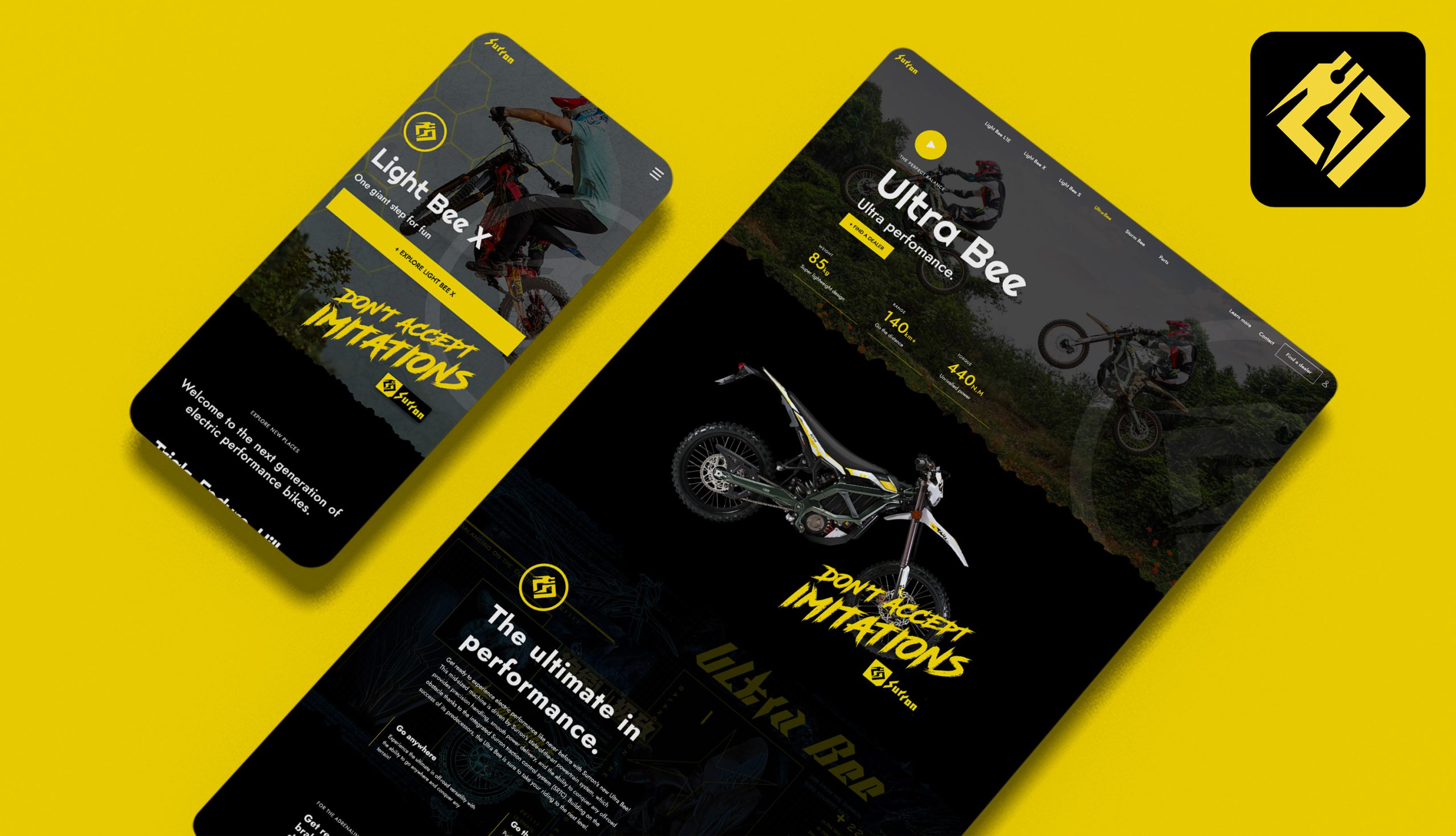 Sur-Ron UK website design mockup